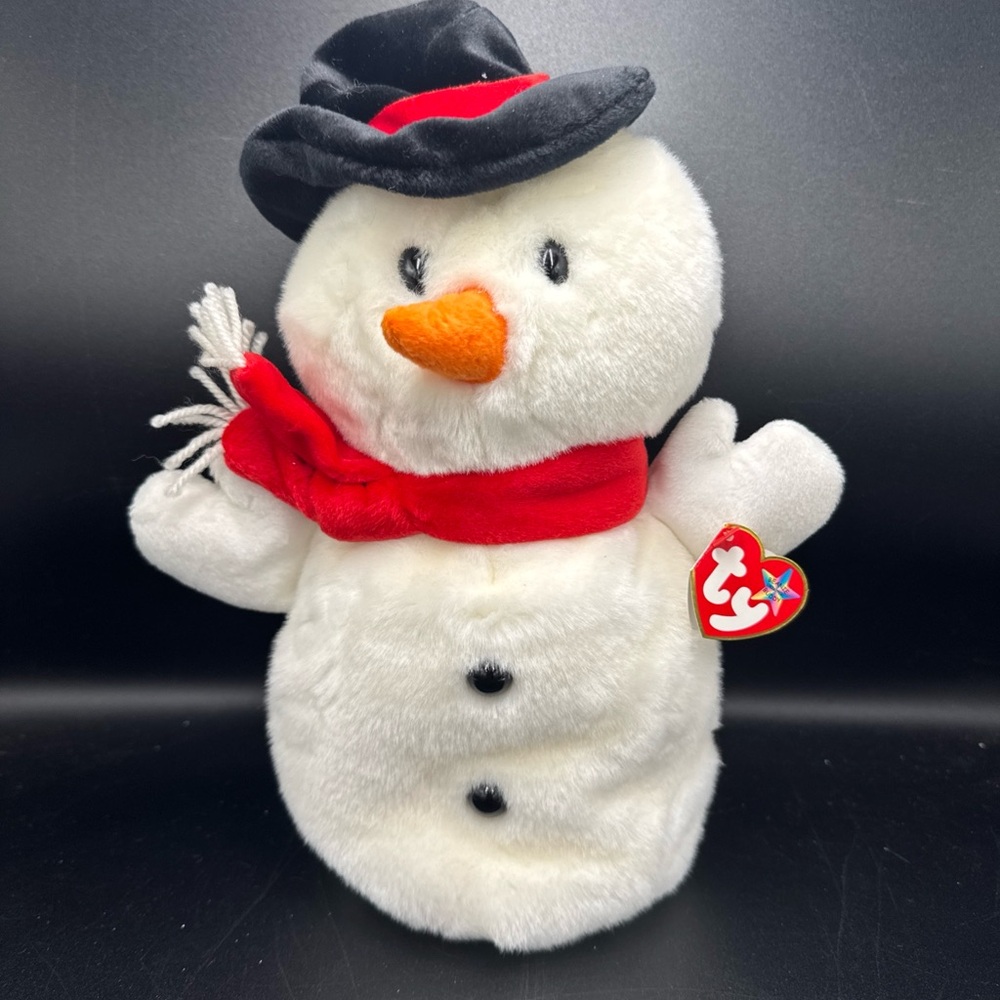 TY Beanie Buddies Snowball Snowman 12” Plush with Scarf & Hat 2001